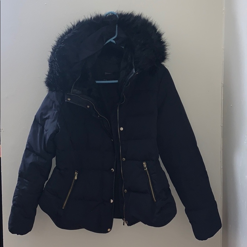 Fur hooded coat